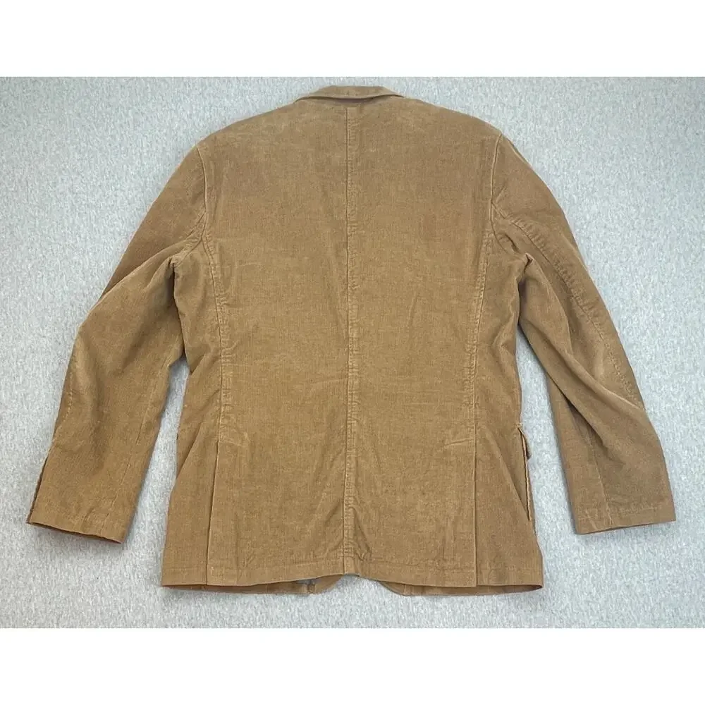 J Crew Blazer Mens‎ Large Brown 100% Cotton Corduroy 3-Button Single Breasted